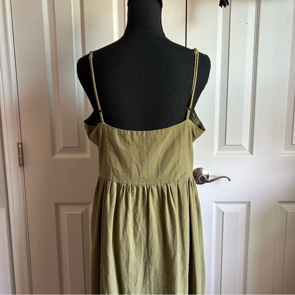 Black Tape khaki green sleeveless button down cottagecore midi dress - Picture 7 of 10